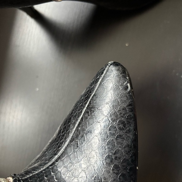 XOXO Black Textured Women's Heels with zippers - Picture 7 of 10